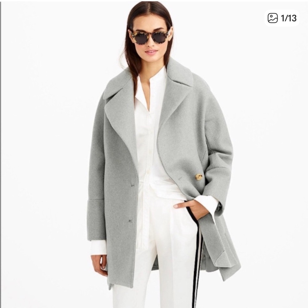 J.Crew Melton Wool Swing Coat - Heather Dove (Like New)